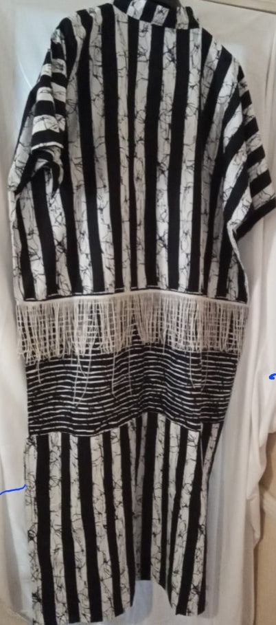 Black And White Striped African Gown