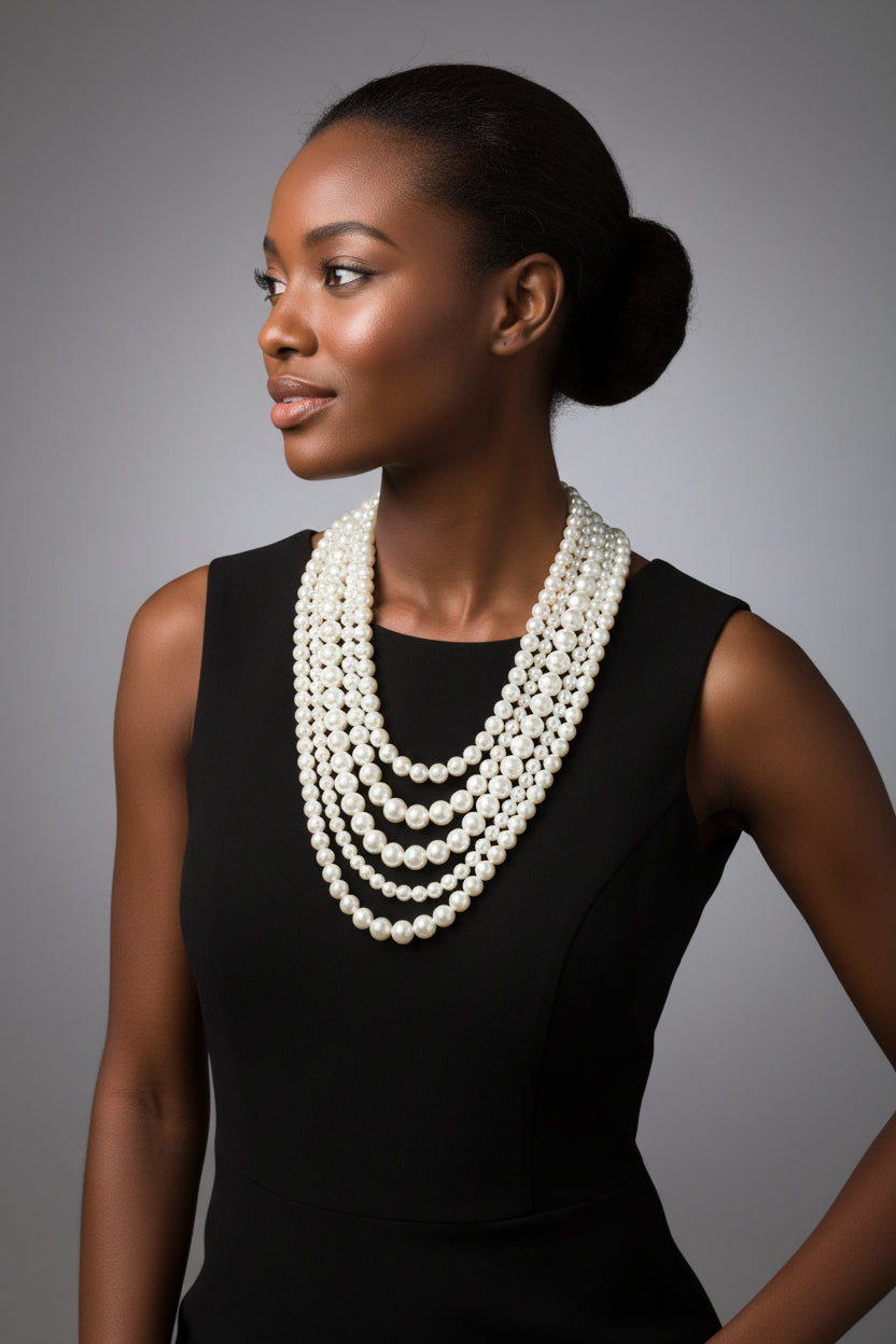 Elegant Long Pearl Necklace Bead Rope Chain Bridal Wedding Birthday Costume Gift