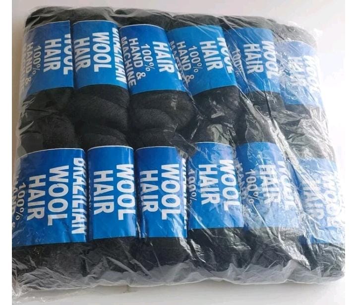 4 Pcs Black Brazilian Wool 40g