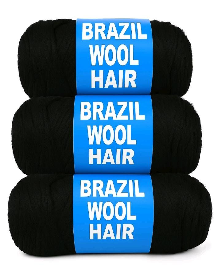 4 Pcs Black Brazilian Wool 40g