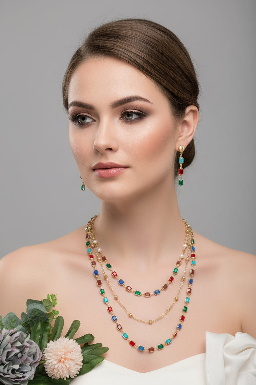 Long Elegant Pearl Chain And Earring Set For Women Birthday Valentine Gift