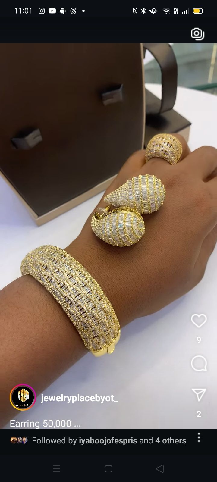 Zirconian Gold Bangle Earrings And Ring