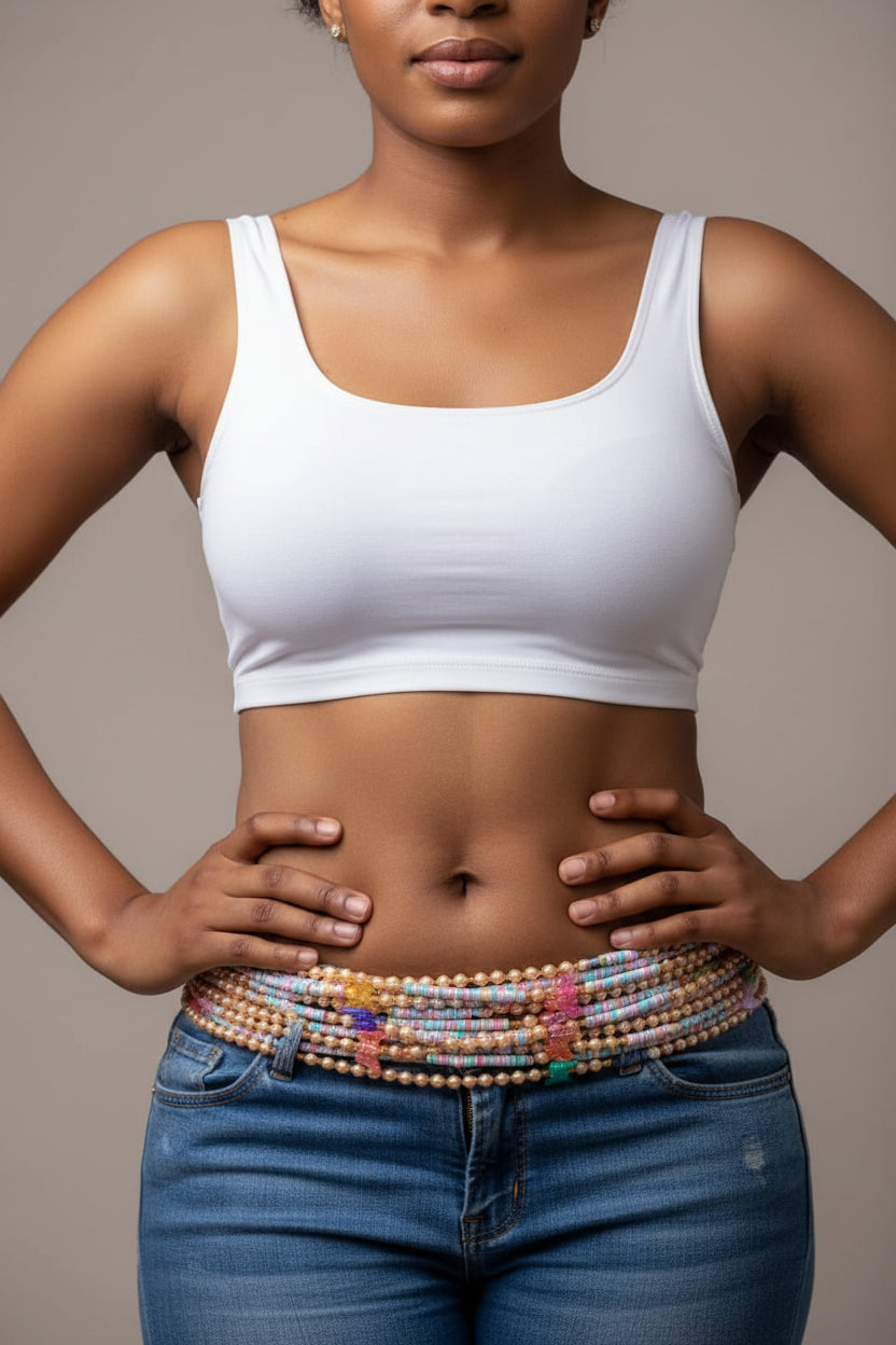 2 Pcs Of Elegant African Elastic Butterfly  Colourful Waist Beads.