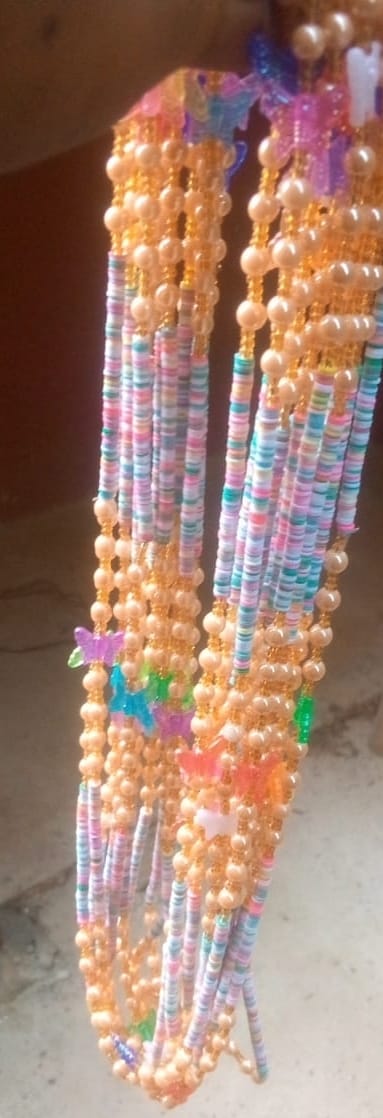 2 Pcs Of Elegant African Elastic Butterfly  Colourful Waist Beads.