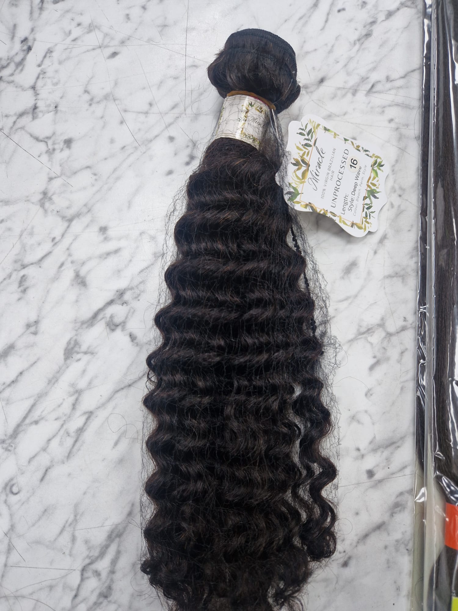 3 Pcs Of 100% Virgin Brazilian Human hair Unprocessed Deep Wave  18 Inches. Colour 1B