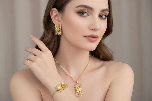 Brazilian Gold pendant And Earrings Set