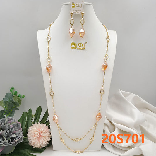 Long Elegant Gold Pearl Chain And Earring Set For Women Birthday Valentine Mother's Day Gift