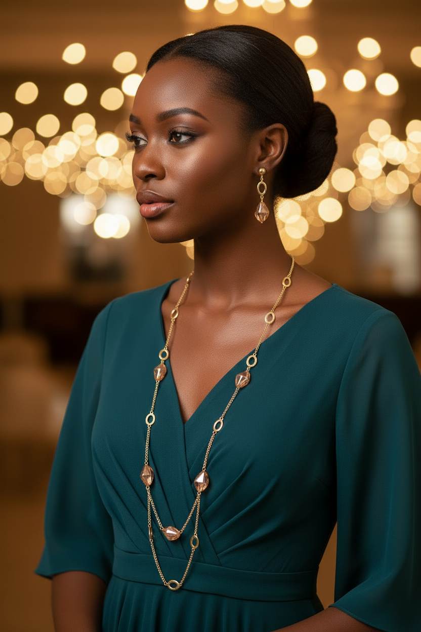 Long Elegant Gold Pearl Chain And Earring Set For Women Birthday Valentine Mother's Day Gift
