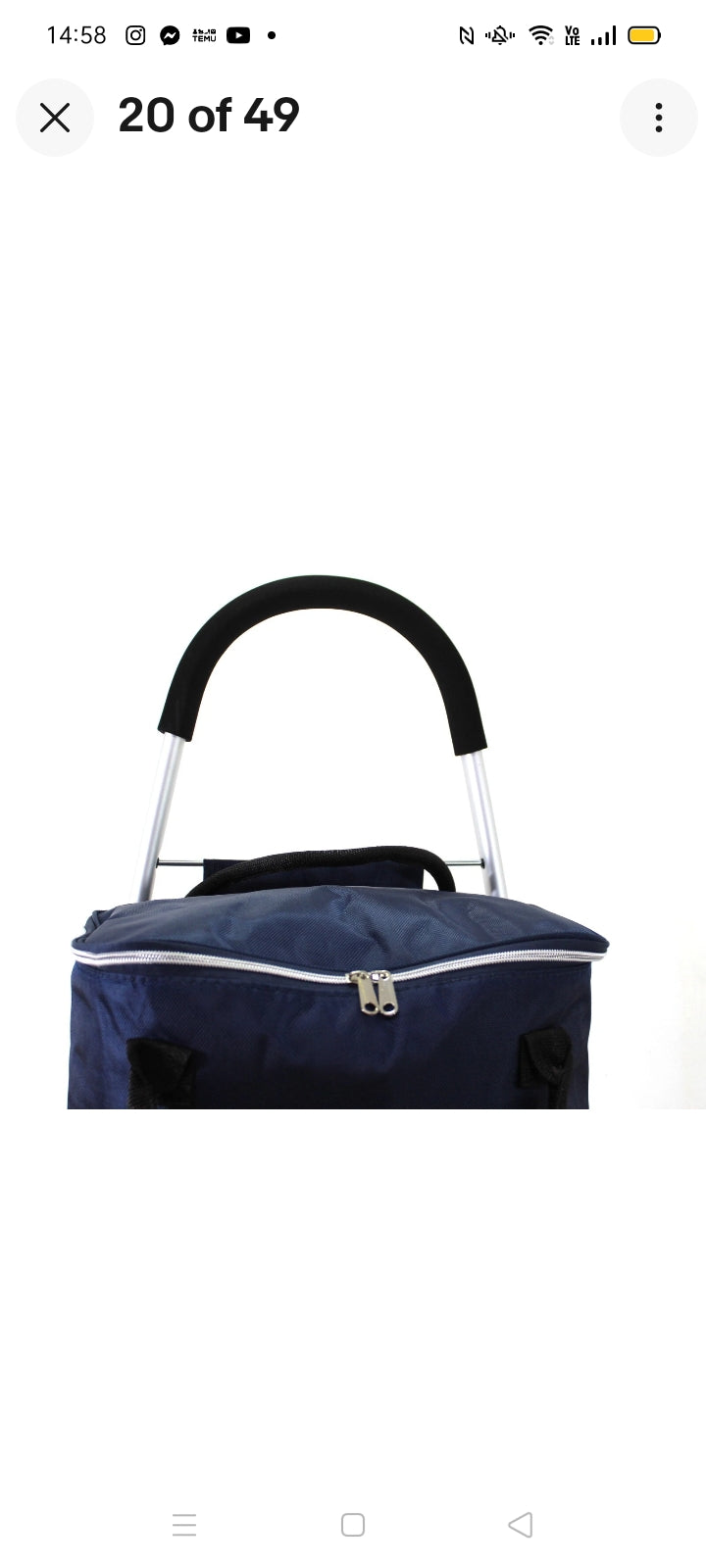 Large Fully Insulated Lightweight Wheeled Shopping Trolley Cart Luggage Bag with Large Wheels and Folding Design