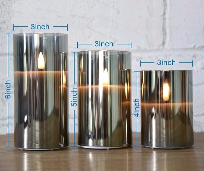 3 LED USB REMOTE CONTROL FLAMELESS FLICKERING GLASS CANDLES