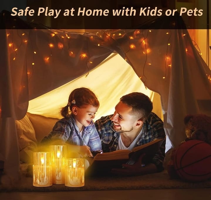 3 LED USB REMOTE CONTROL FLAMELESS FLICKERING GLASS CANDLES