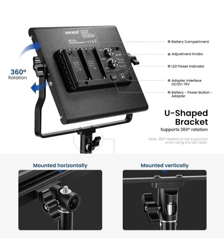Neewer 2 Pack Bi-color 660 LED Video Light Lighting Complete Kit
