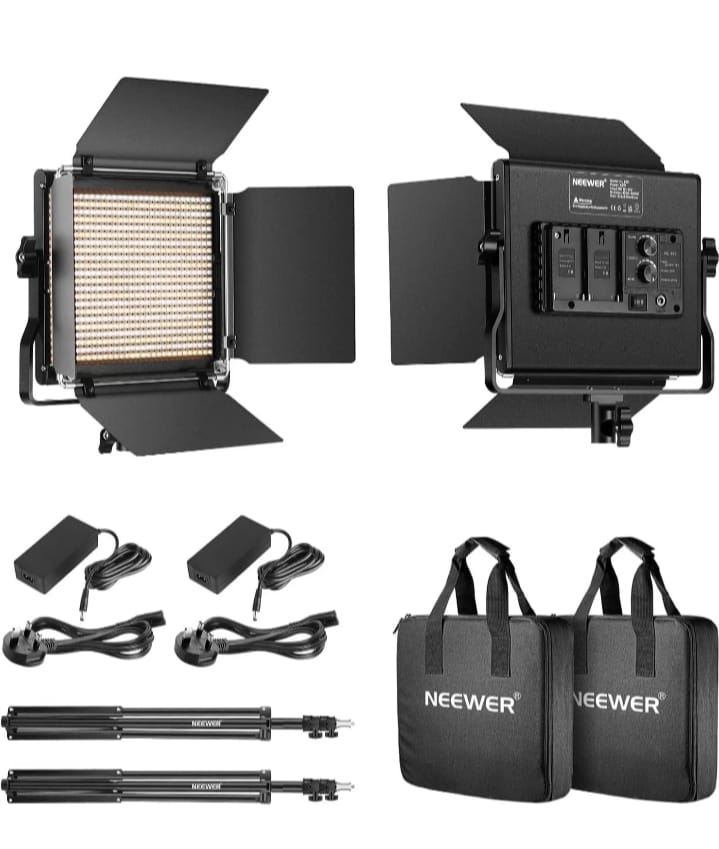 Neewer 2 Pack Bi-color 660 LED Video Light Lighting Complete Kit