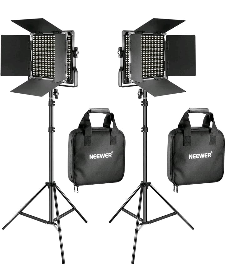 Neewer 2 Pack Bi-color 660 LED Video Light Lighting Complete Kit