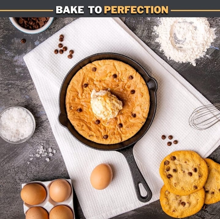 3pcs Pre Seasoned Cast Iron Skillet Set Non Stick Pre-seasoned Griddle Cooking Pan With Brush for Seasoning Frying and Baking