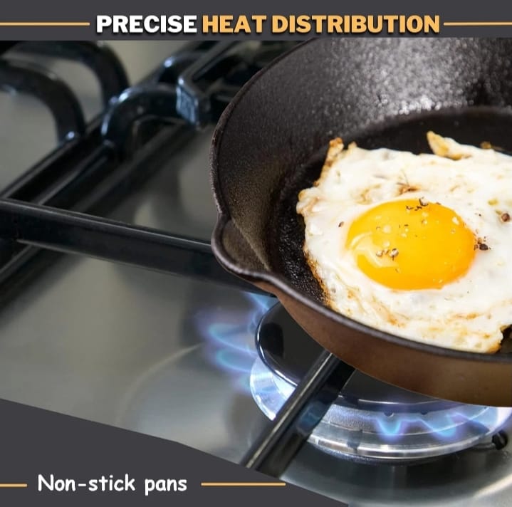 3pcs Pre Seasoned Cast Iron Skillet Set Non Stick Pre-seasoned Griddle Cooking Pan With Brush for Seasoning Frying and Baking
