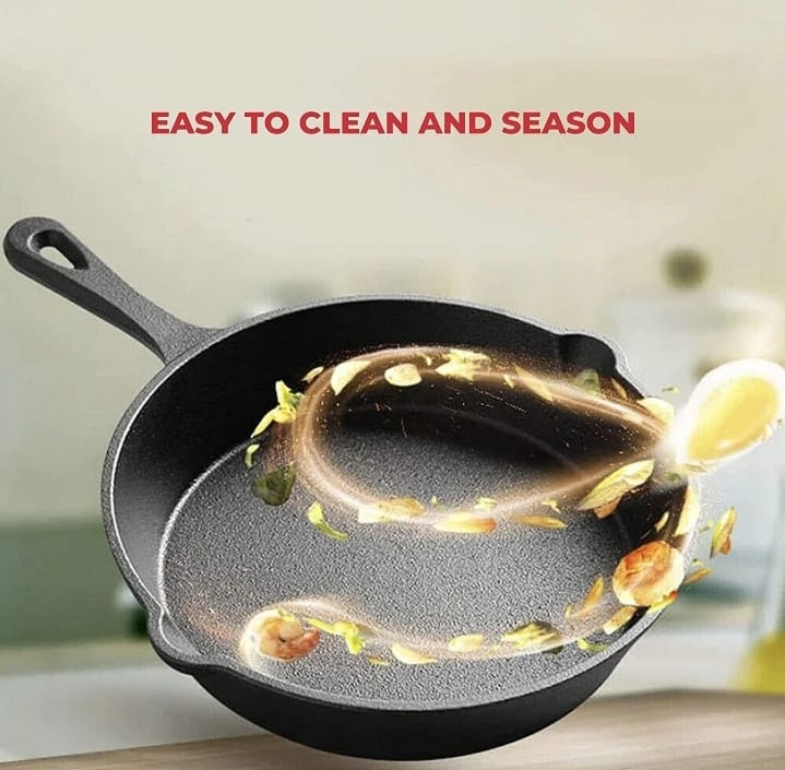 3pcs Pre Seasoned Cast Iron Skillet Set Non Stick Pre-seasoned Griddle Cooking Pan With Brush for Seasoning Frying and Baking