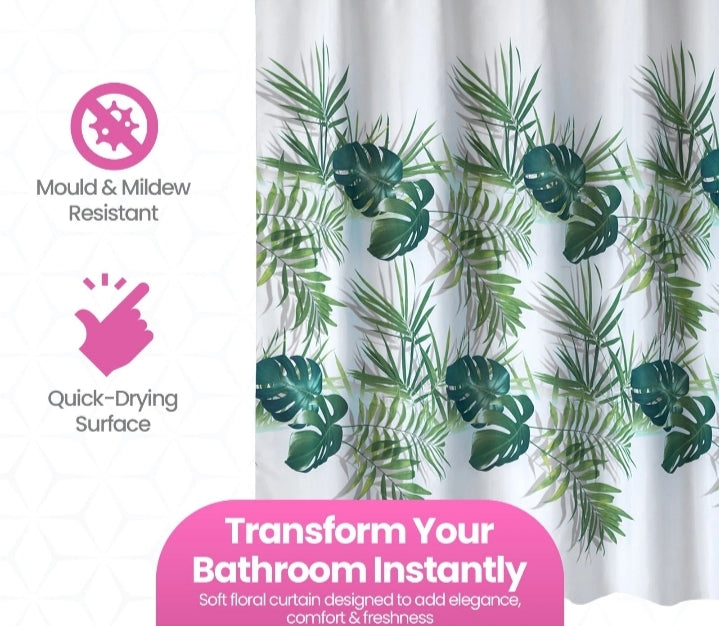 Shower Curtain Mould Proof Mildew Resistant Bathroom Polyester Fabric Curtains.