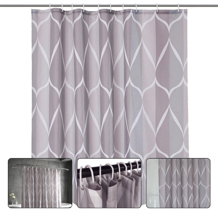 Shower Curtain Mould Proof Mildew Resistant Bathroom Polyester Fabric Curtains.