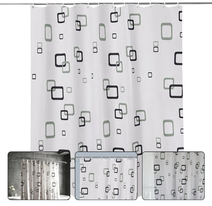 Shower Curtain Mould Proof Mildew Resistant Bathroom Polyester Fabric Curtains.