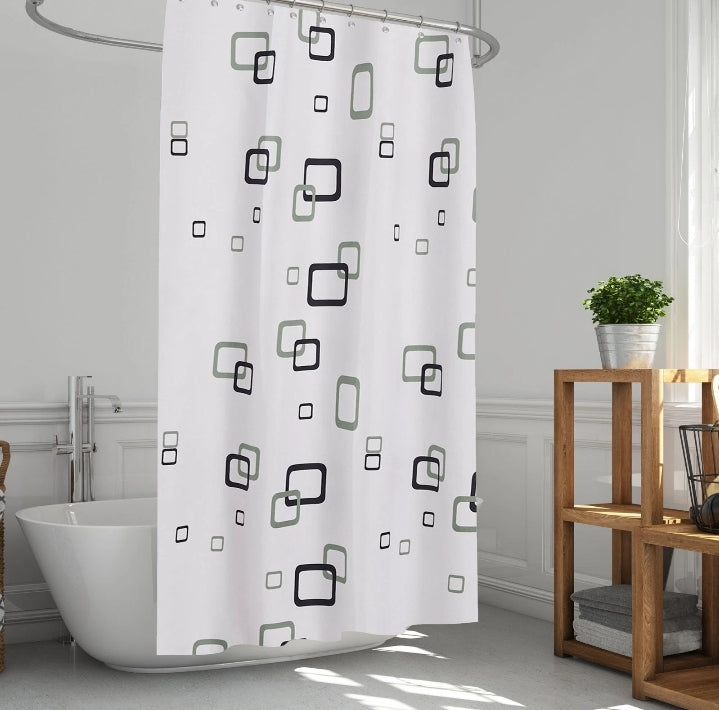 Shower Curtain Mould Proof Mildew Resistant Bathroom Polyester Fabric Curtains.