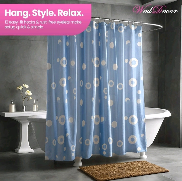 Shower Curtain Mould Proof Mildew Resistant Bathroom Polyester Fabric Curtains.