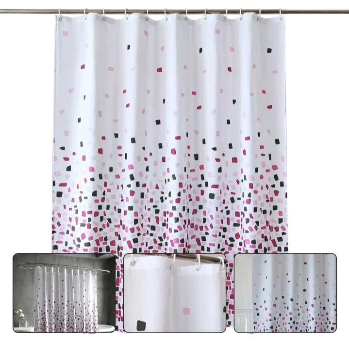 Shower Curtain Mould Proof Mildew Resistant Bathroom Polyester Fabric Curtains.