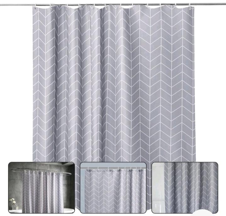 Shower Curtain Mould Proof Mildew Resistant Bathroom Polyester Fabric Curtains.
