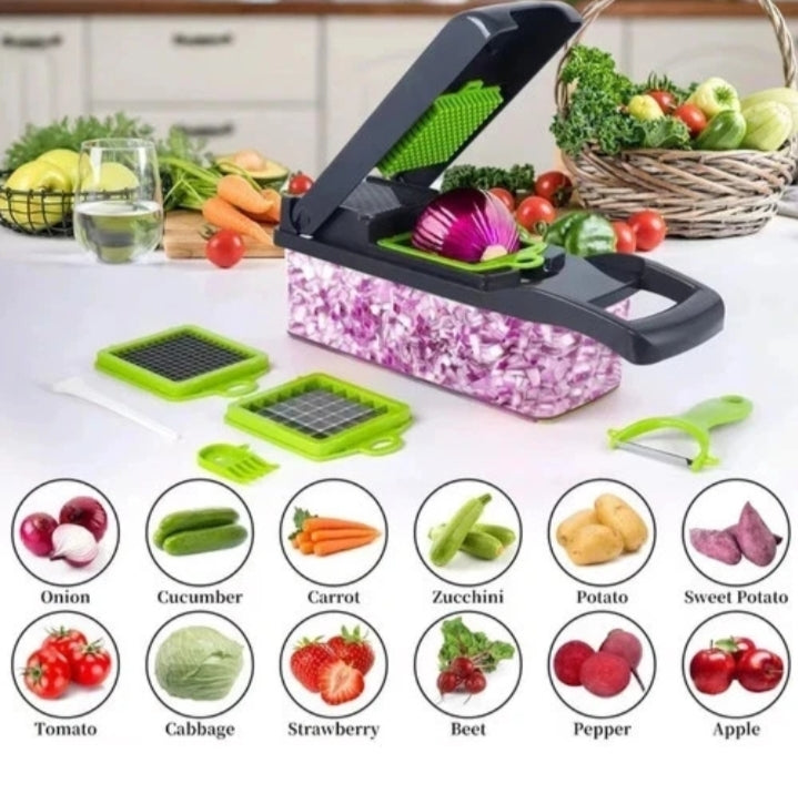 16 in 1 Vegetable Chopper Fruit Salad Mandolin Slicer Food Dicer Cutter Peeler UK
