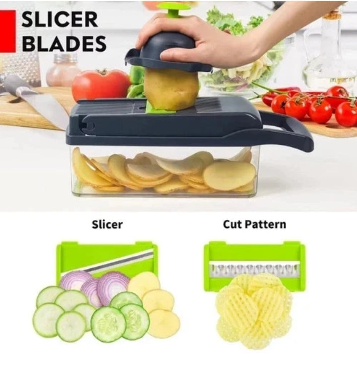 16 in 1 Vegetable Chopper Fruit Salad Mandolin Slicer Food Dicer Cutter Peeler UK