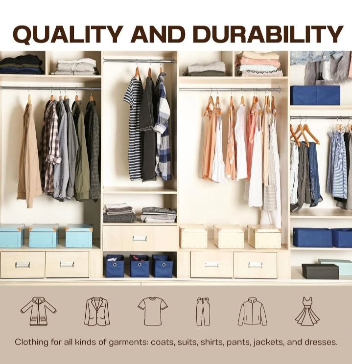 20 x Wooden Clothes Hangers with Trouser Bar and Notches – Natural Wood Effect!2